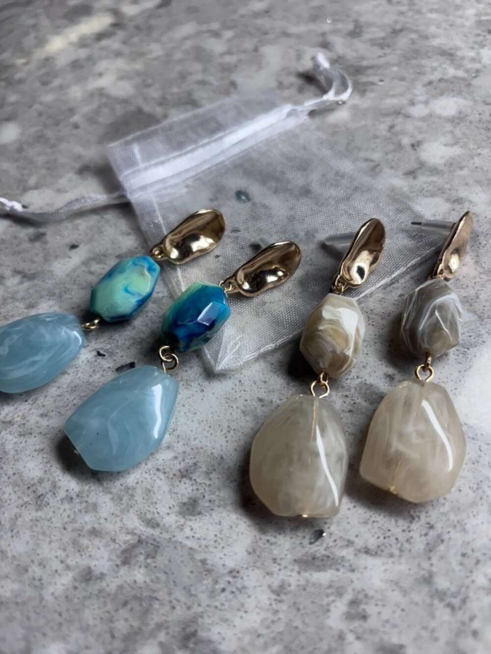 Brisa Stone Drop Earrings - Blue
